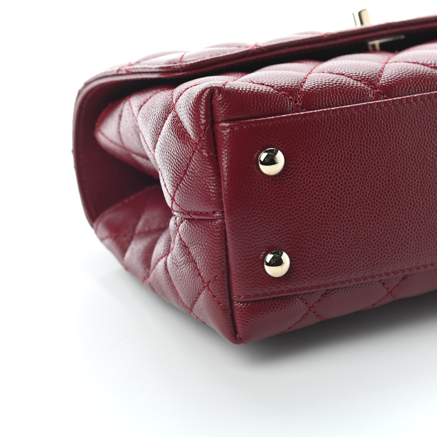 Caviar Lizard Embossed Quilted Mini Coco Handle Flap Burgundy