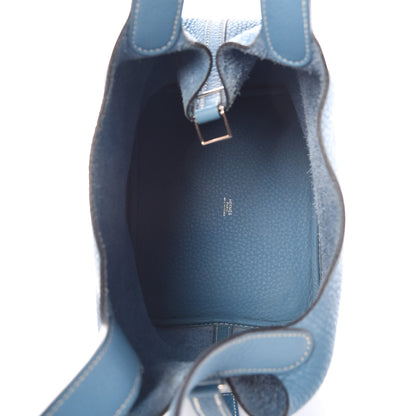 Hermes Taurillon Clemence Picotin 22 MM Blue Jean 5 of 13