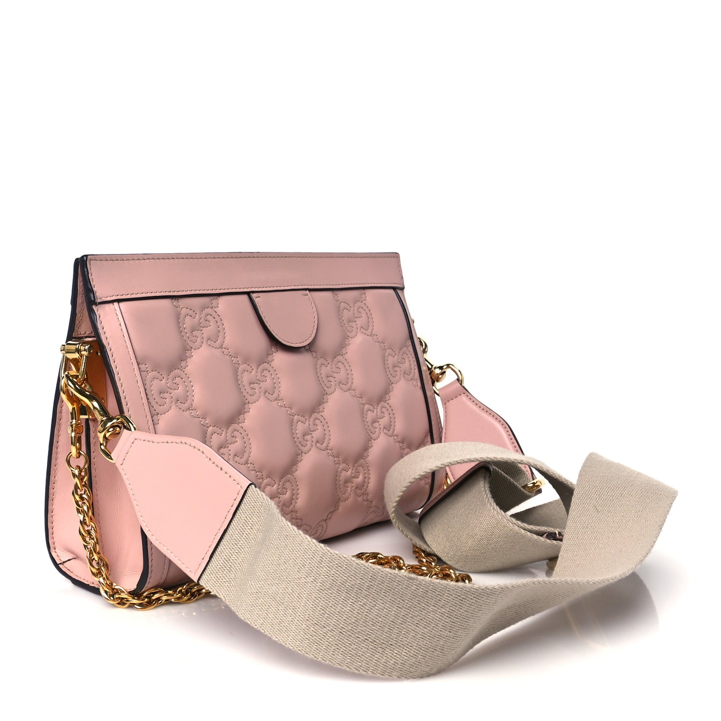 Calfskin GG Matelasse Small Slim Chain Shoulder Bag Perfect Pink Natural