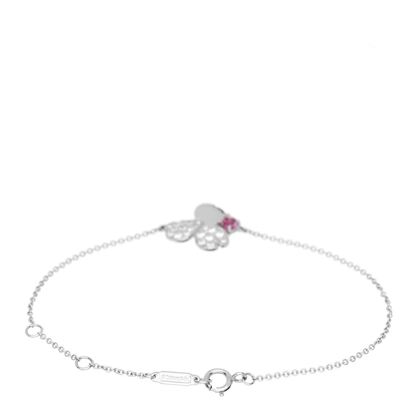 Platinum Diamond Rubellite Paper Flowers Bracelet