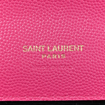Saint Laurent Grain De Poudre Matelasse Chevron Monogram Envelope Clutch Fuchsia 6 of 10