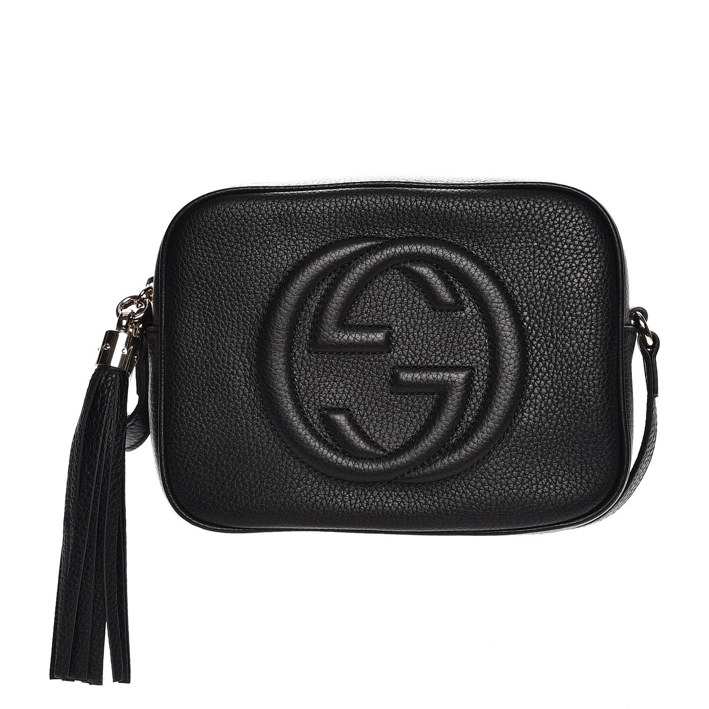 Pebbled Calfskin Small Soho Disco Bag Black
