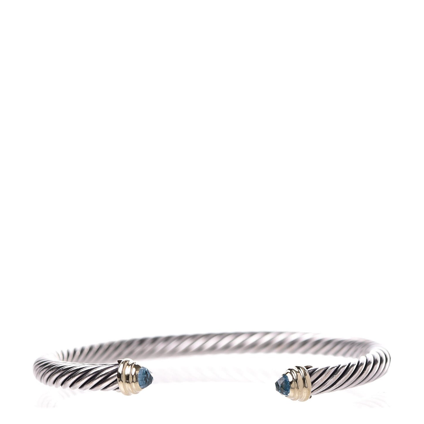 Sterling Silver 14K Yellow Gold Blue Topaz 5mm Cable Classics Petite Color Bracelet
