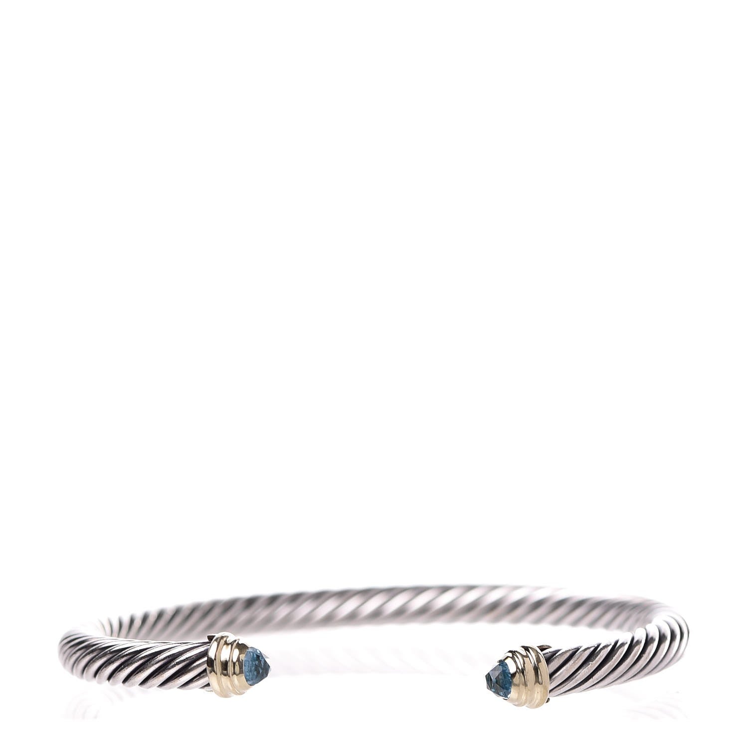 David Yurman Sterling Silver 14K Yellow Gold Blue Topaz 5mm Cable Classics Petite Color Bracelet 1 of 5