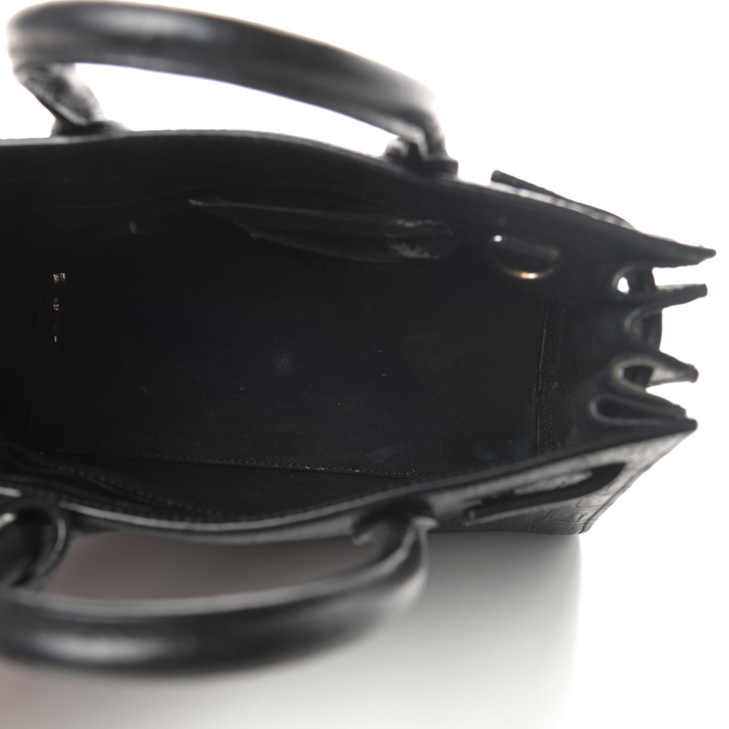 Calfskin Crocodile Embossed Nano Sac De Jour Black