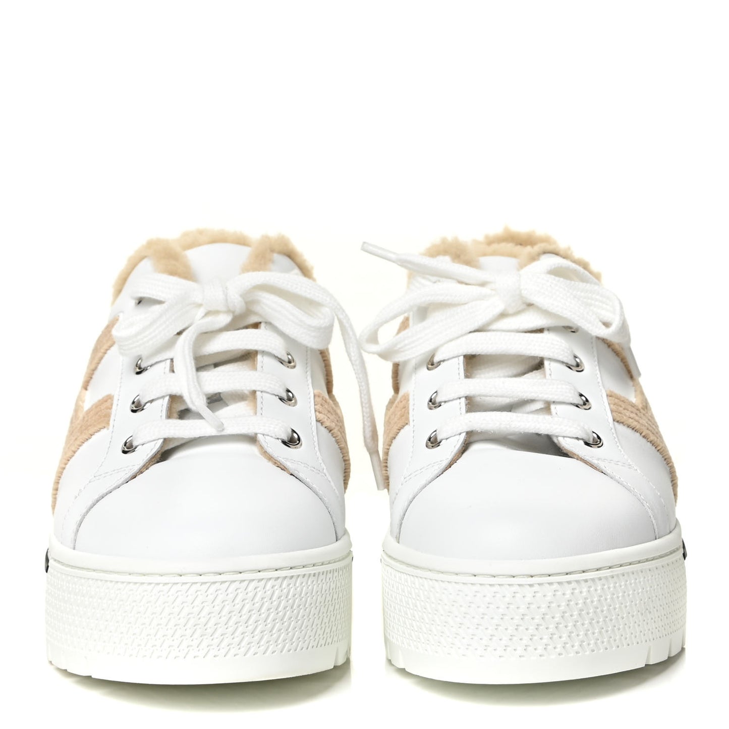 Calfskin Woolskin Dare Sneakers 37 White Ecru