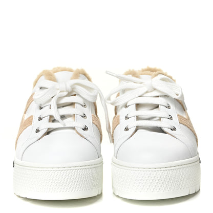 Hermes Calfskin Woolskin Dare Sneakers 37 White Ecru 2 of 14