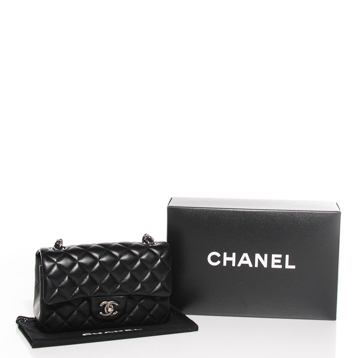 Lambskin Quilted Mini Rectangular Flap Black