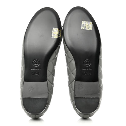 Chanel Lambskin Quilted CC Cap Toe Ballerina Flats 36.5 Grey 5 of 9