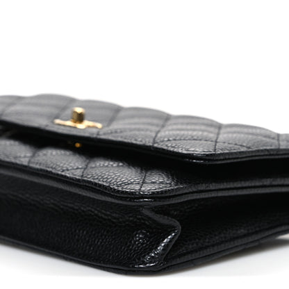 Chanel Caviar Quilted CC Turnlock Wallet On Chain WOC Black 11 of 12