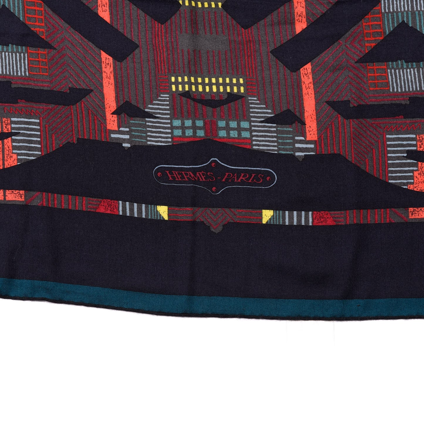 Cashmere Silk Cavalcadour Shawl 140 Caban Bordeaux Vert