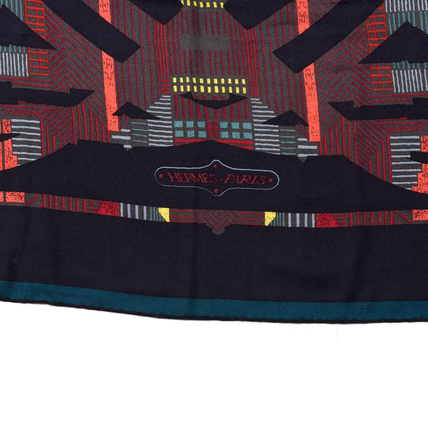 Hermes Cashmere Silk Cavalcadour Shawl 140 Caban Bordeaux Vert 5 of 6
