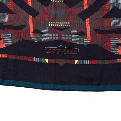 Hermes Cashmere Silk Cavalcadour Shawl 140 Caban Bordeaux Vert 5 of 6