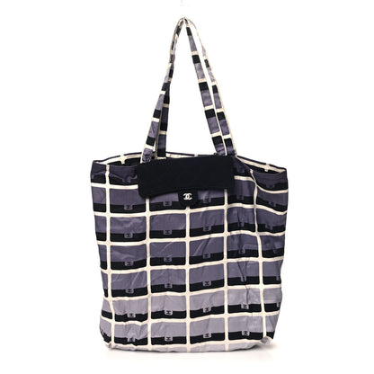 Chanel Jersey Fabric Quilted Foldable Tote With Chain Black Multicolor 3 of 14