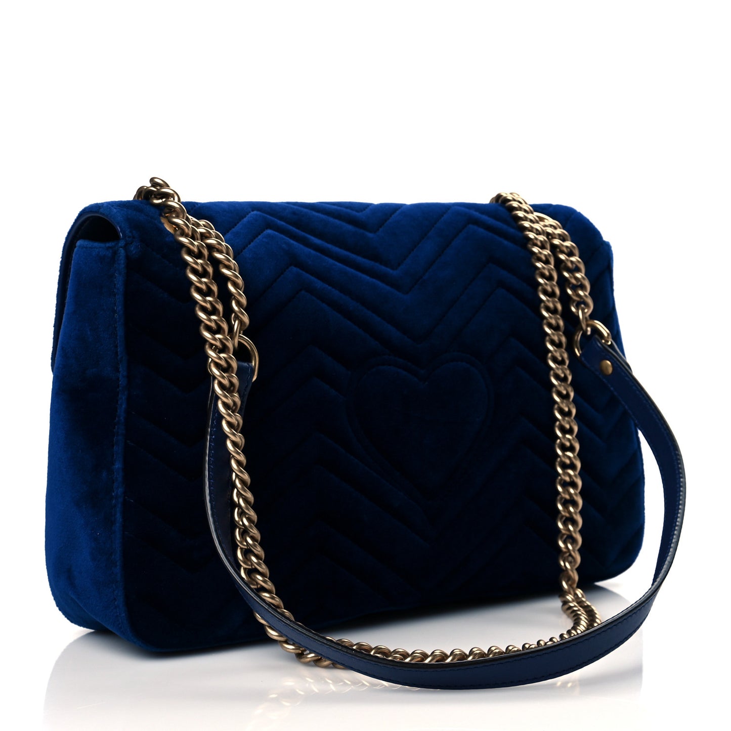 Velvet Matelasse Medium GG Marmont Shoulder Bag Cobalt Blue