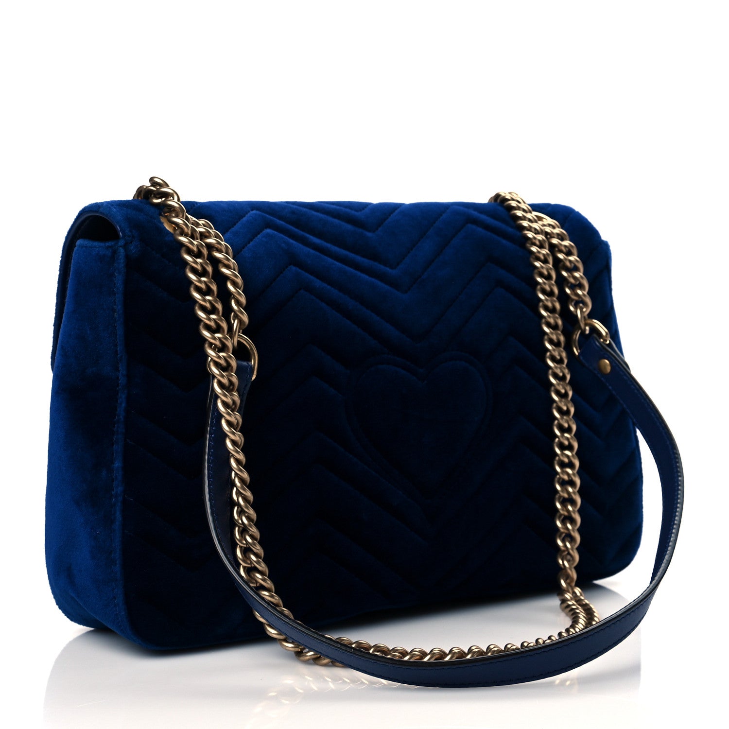 Gucci Velvet Matelasse Medium GG Marmont Shoulder Bag Cobalt Blue 3 of 11