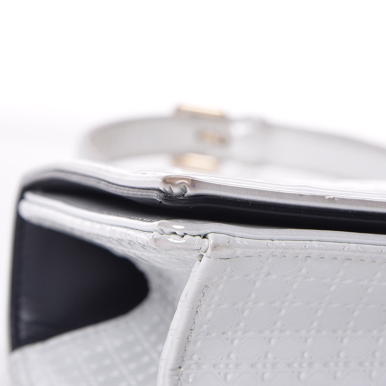 Christian Dior Patent Micro-Cannage Small Diorama Flap Bag White 8 of 15