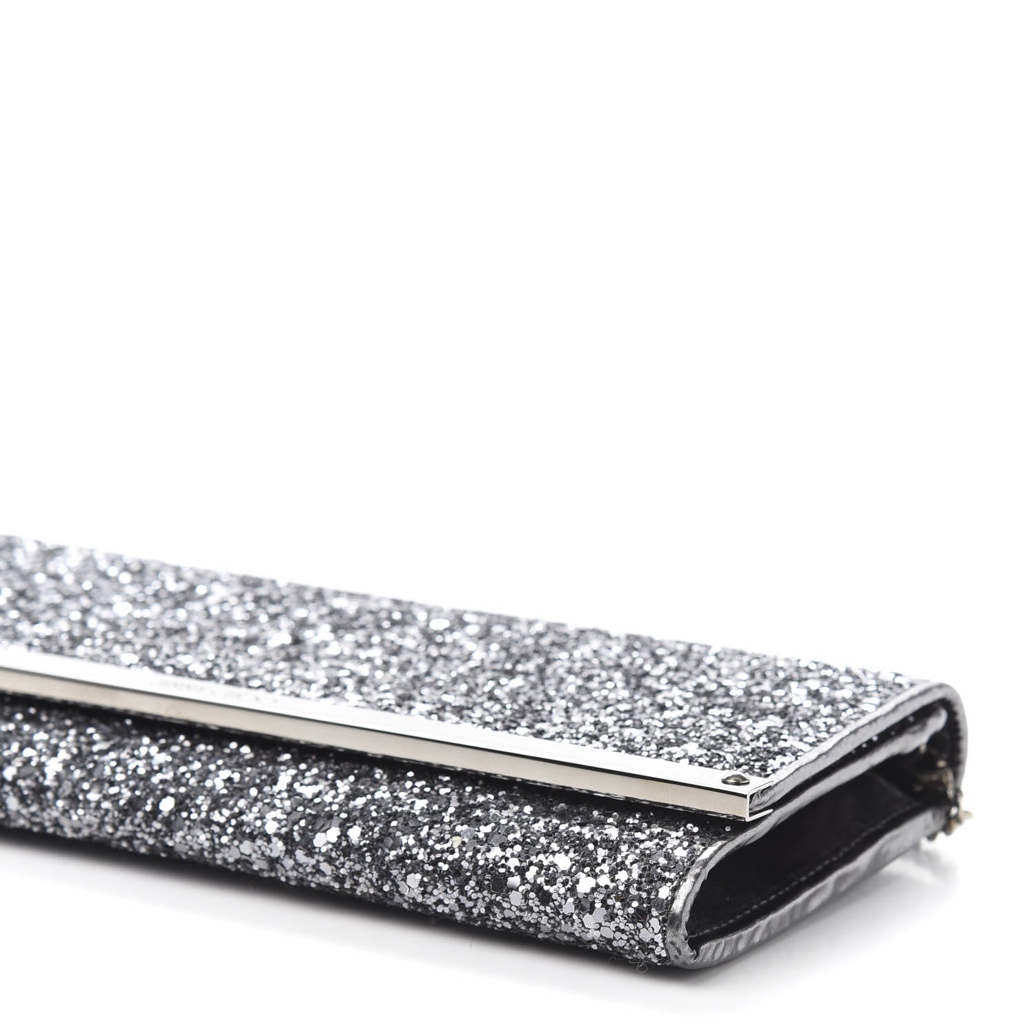 Jimmy Choo Glitter Milla Wallet on Chain Silver 9 of 10