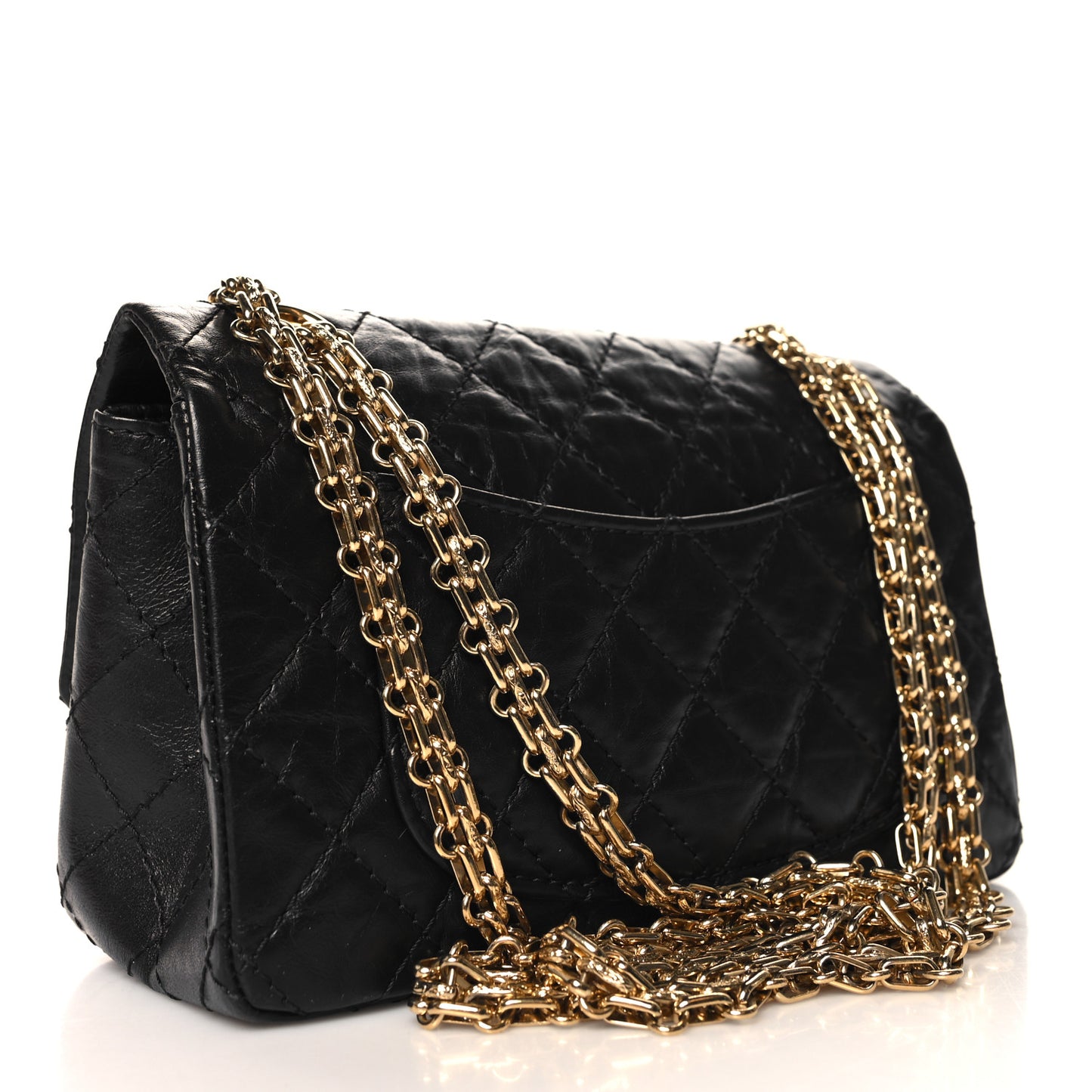 Aged Calfskin Quilted 2.55 Reissue Mini Flap Black