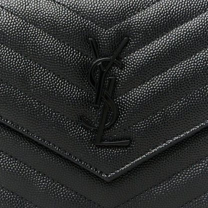Saint Laurent Grain De Poudre Matelasse Chevron Monogram Monochrome Envelope Chain Black Black 7 of 9