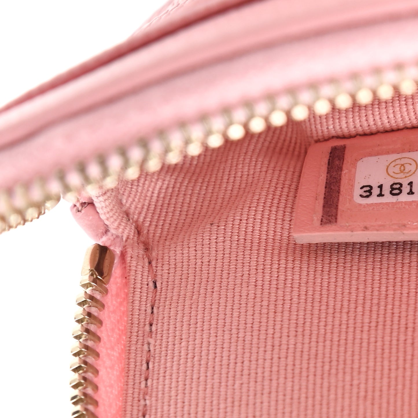 Caviar Quilted Zip Card Holder Wallet Pink
