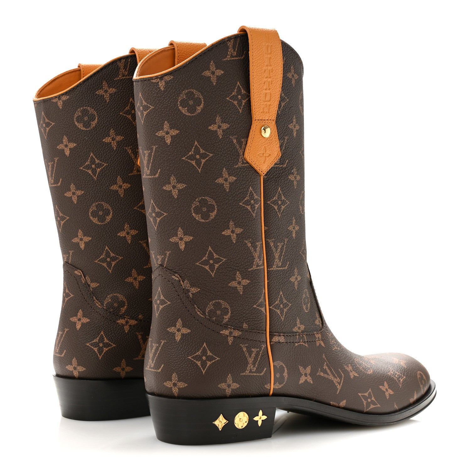 Louis Vuitton Grained Calfskin Monogram Macassar Mens LV Rider Boots 10.5 Safran Yellow 5 of 10