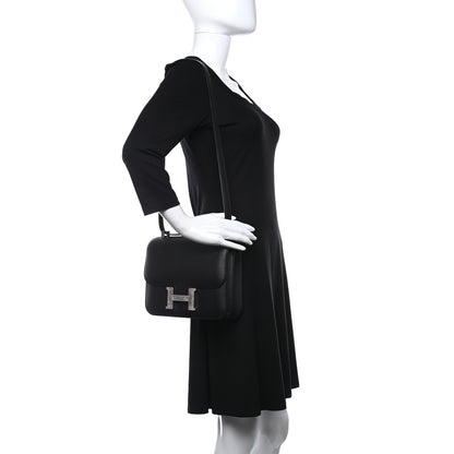 Hermes Grained Monsieur Lizard Constance 24 Black Ombre 2 of 12