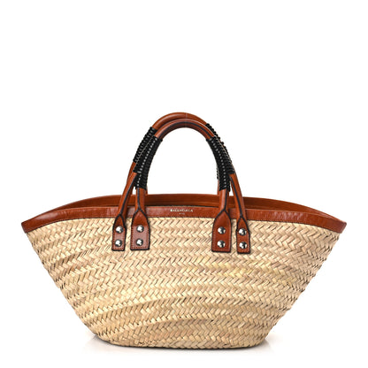 Balenciaga Straw Calfskin Bistrot Panier Small Tote Natural 1 of 10