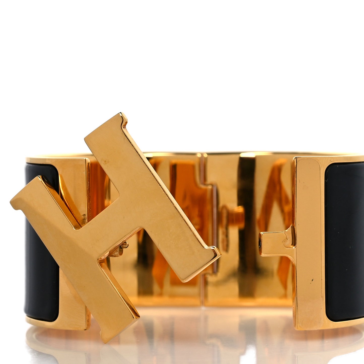 Enamel Extra Wide Clic Clac H Bracelet PM Black