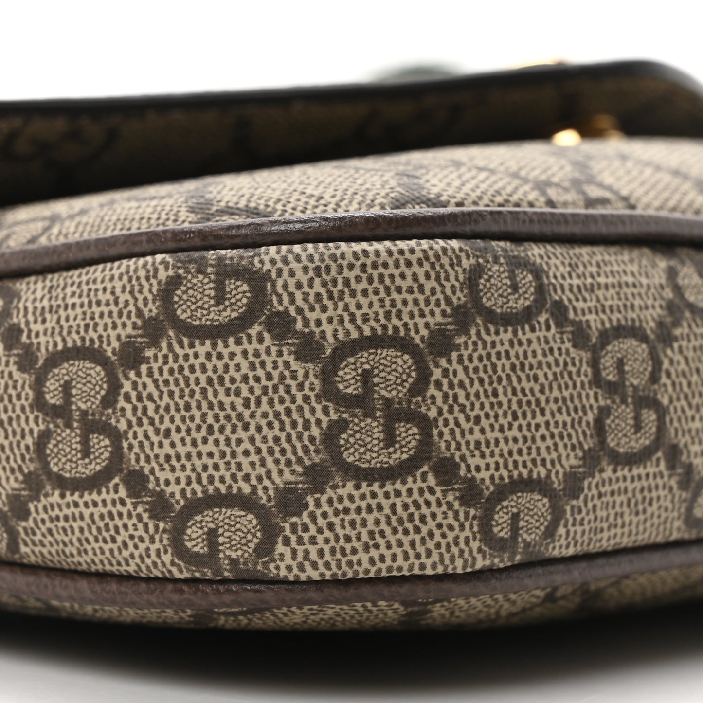 GG Supreme Monogram Textured Dollar Calfskin Web Mini Ophidia Envelope Shoulder Bag Beige Ebony New Acero