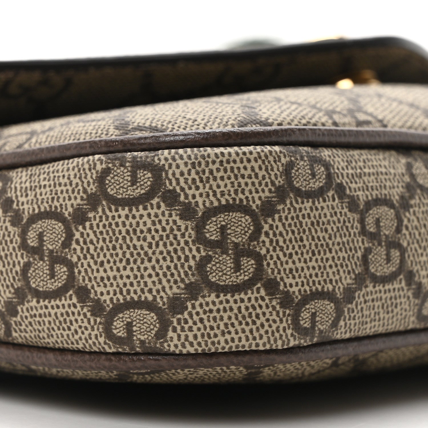 Gucci GG Supreme Monogram Textured Dollar Calfskin Web Mini Ophidia Envelope Shoulder Bag Beige Ebony New Acero 8 of 10