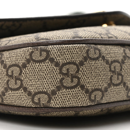Gucci GG Supreme Monogram Textured Dollar Calfskin Web Mini Ophidia Envelope Shoulder Bag Beige Ebony New Acero 8 of 10
