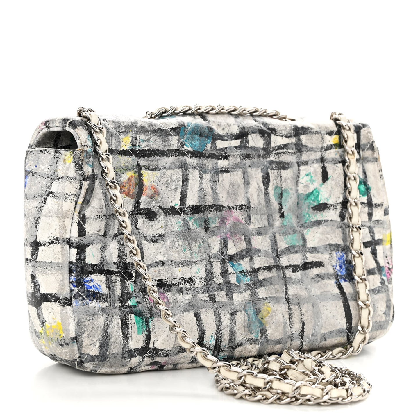 Calfskin Hand Painted Graffiti Mini Flap Multicolor