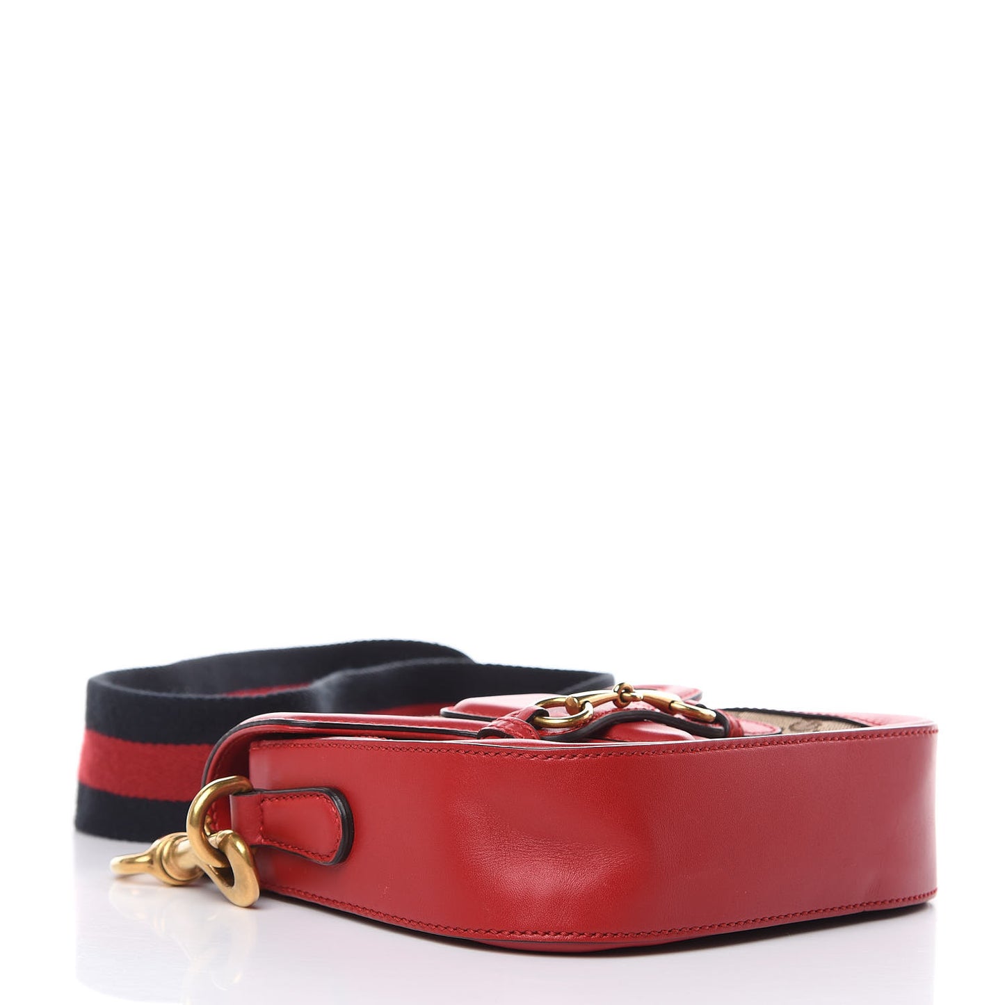 Monogram Ruinart Calfskin Small Lady Web Shoulder Bag Beige Ebony Hibiscus Red
