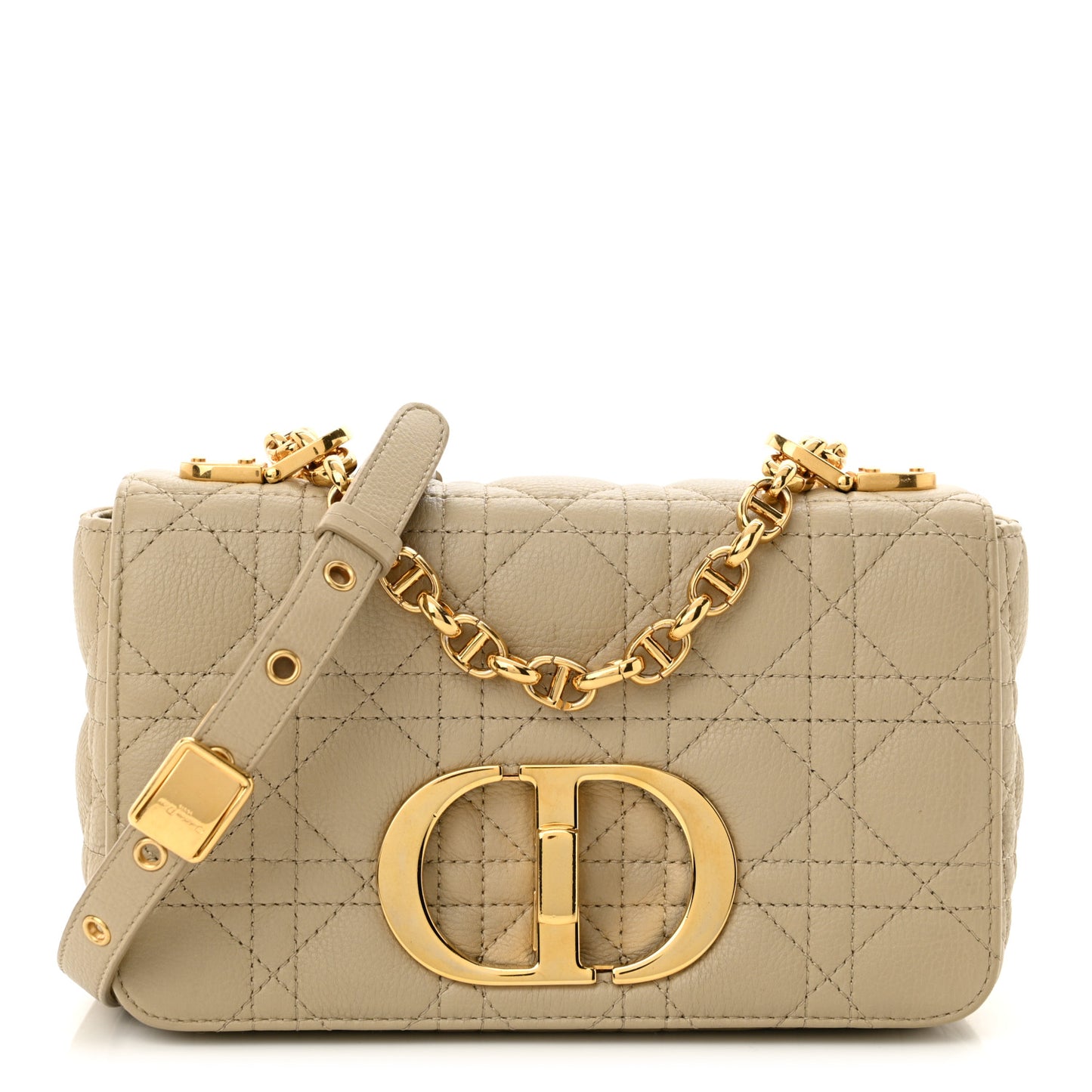 Calfskin Cannage Small Caro Bag Beige