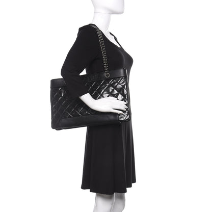 Chanel Glazed Calfskin Quilted Shopping Tote Black 2 of 12