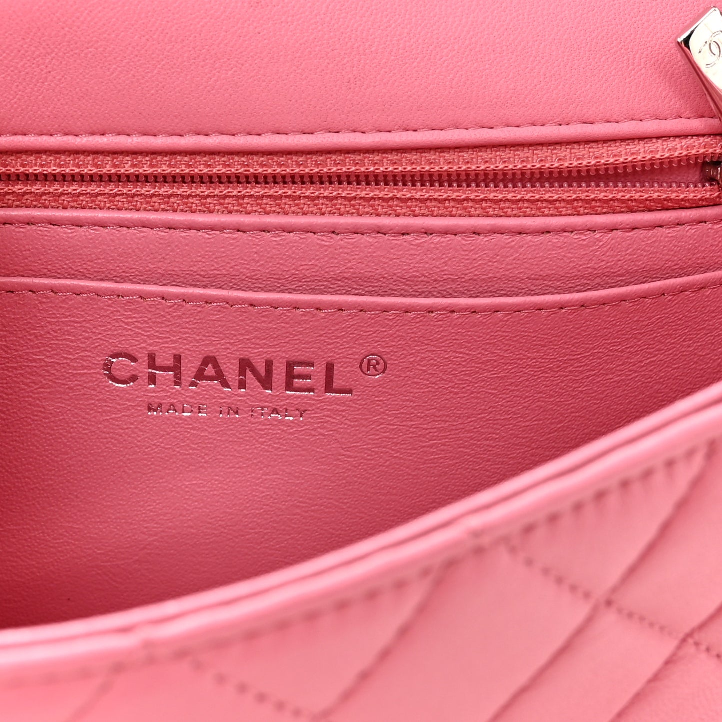 Lambskin Quilted Mini Rectangular Flap Pink