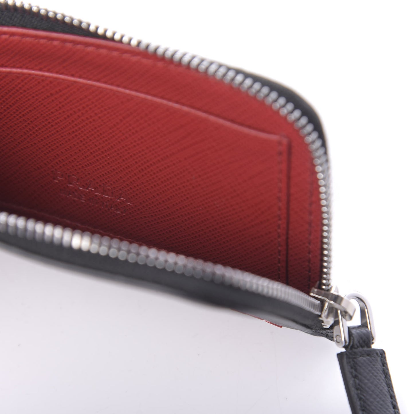 Saffiano Metal Zip Card Holder Black