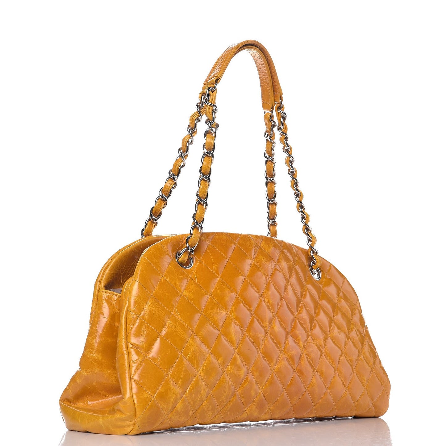 Glazed Calfskin Quilted Medium Just Mademoiselle Bowling Bag Dark Orange