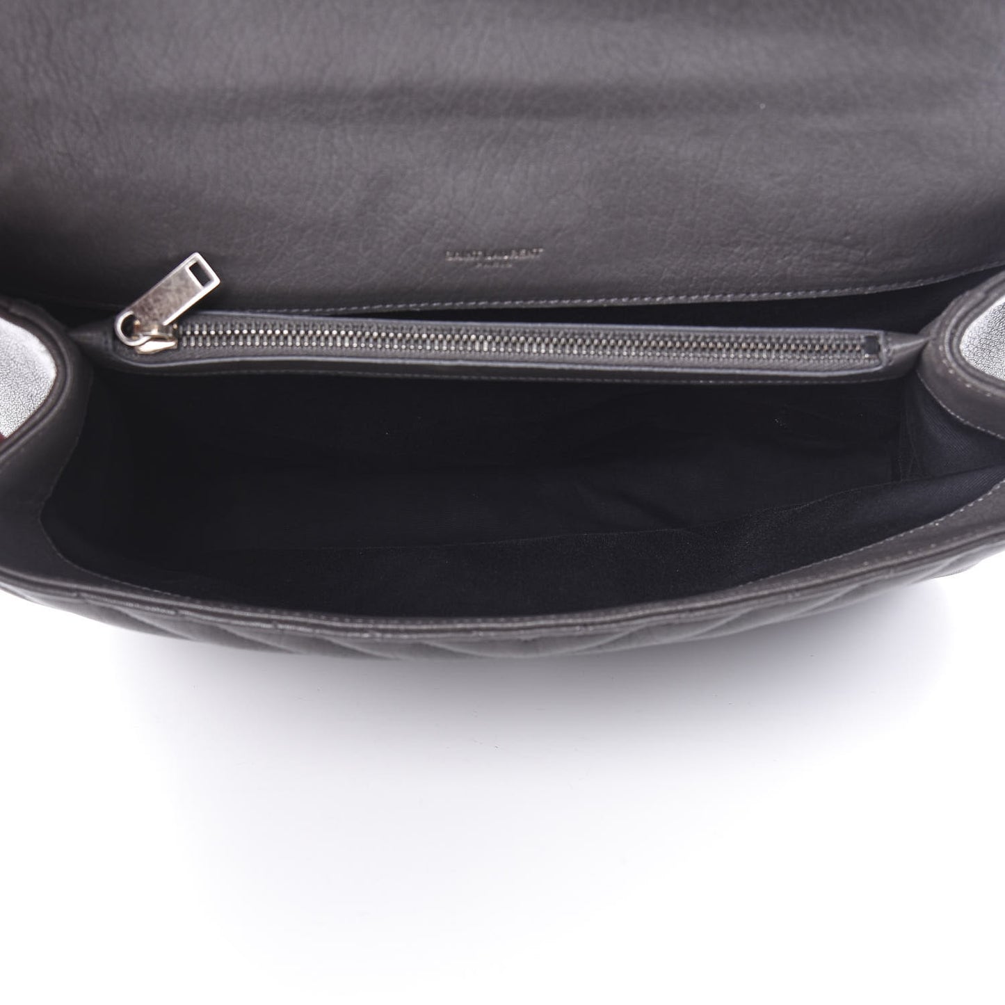Sheepskin Matelasse Chevron Monogram Large College Satchel Light Coal