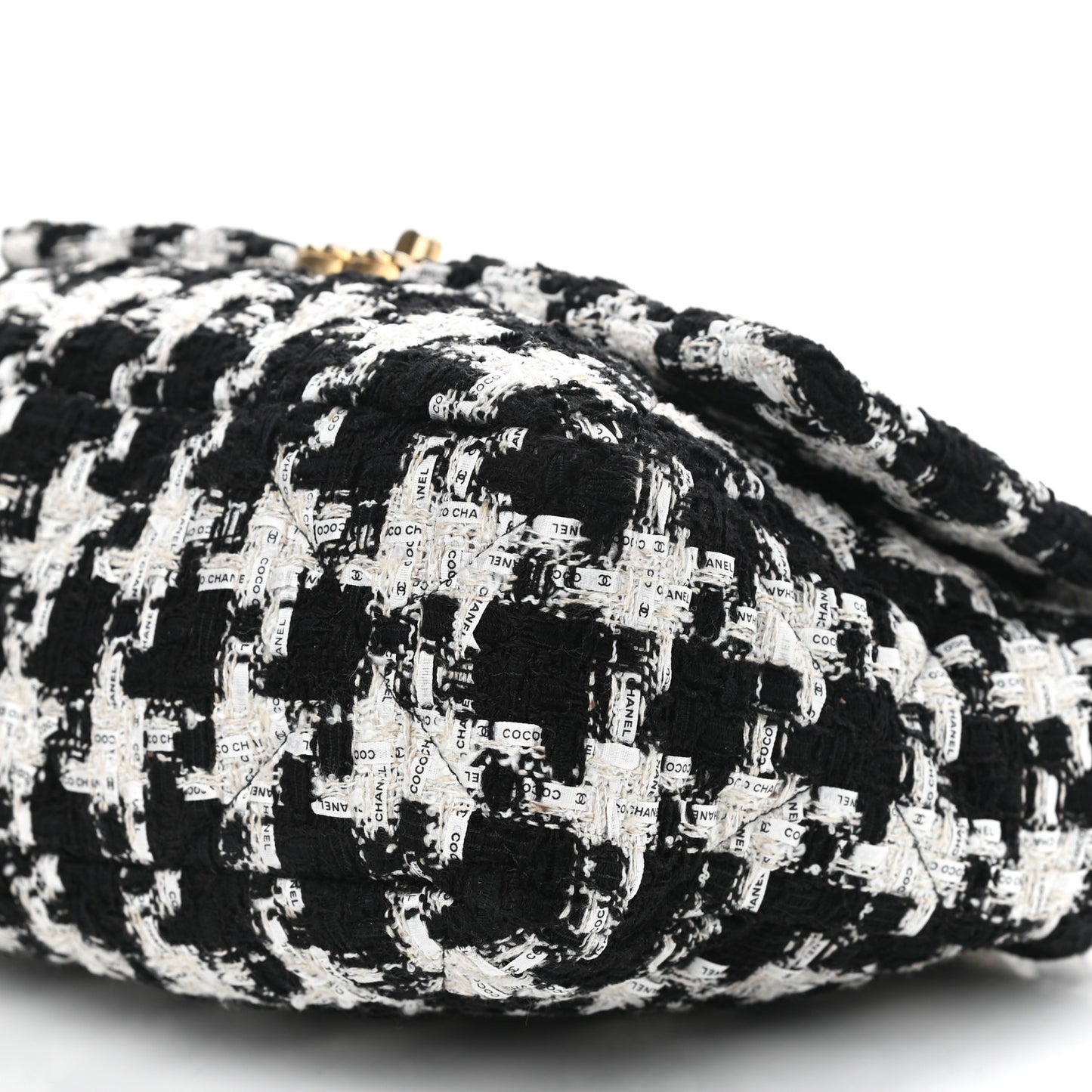 Tweed Quilted Large Chanel 19 Flap Black Ecru White