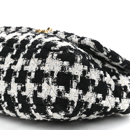 Chanel Tweed Quilted Large Chanel 19 Flap Black Ecru White 9 of 10