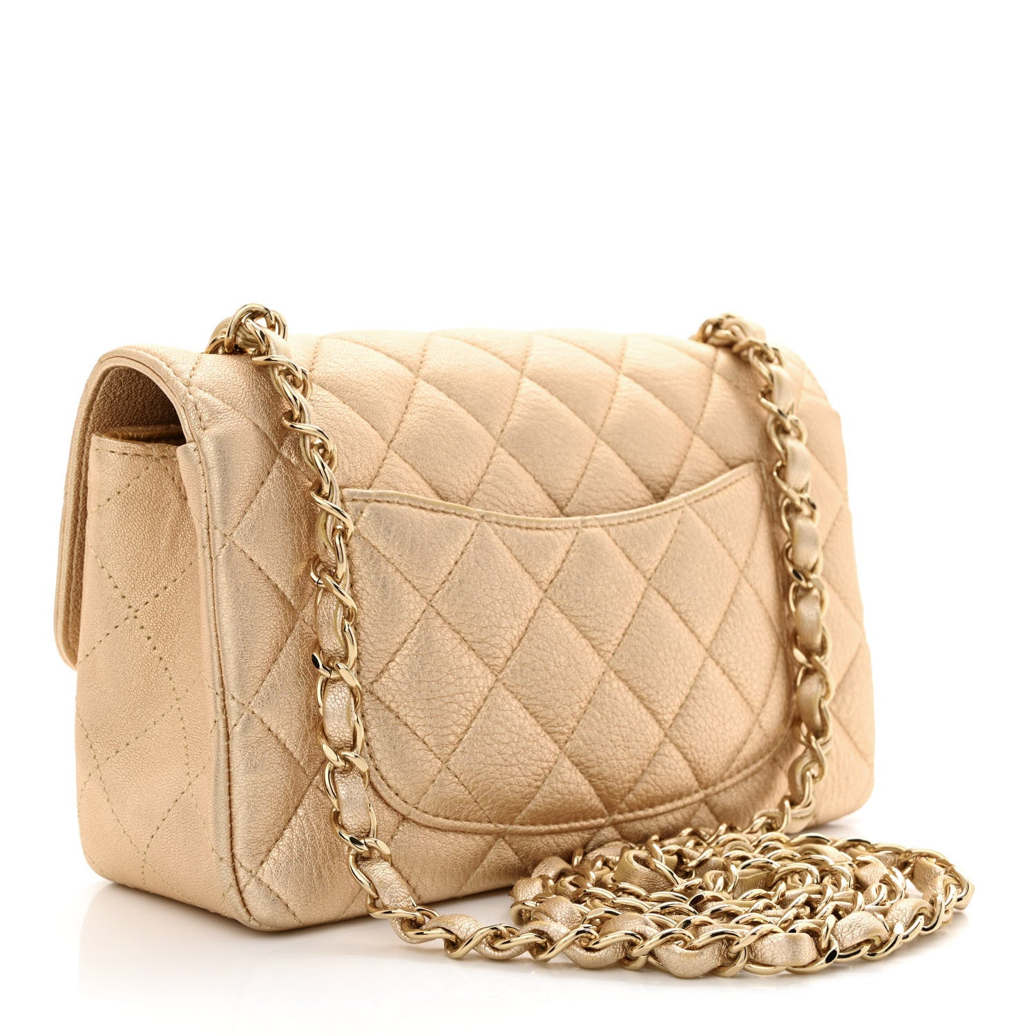 Chanel Metallic Lambskin Quilted Mini Rectangular Flap Gold 3 of 11