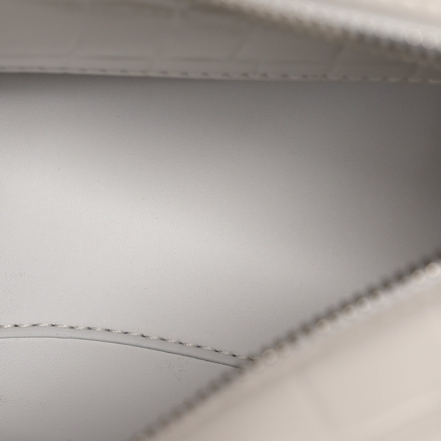 Semi Shiny Calfskin Crocodile Embossed Neo Classic Silver Hardware Mini City White