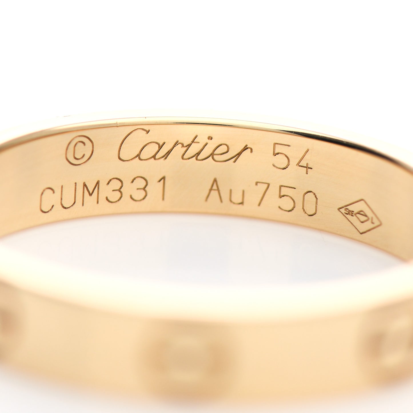 18K Yellow Gold 3.5mm LOVE Wedding Band Ring 54 6.75