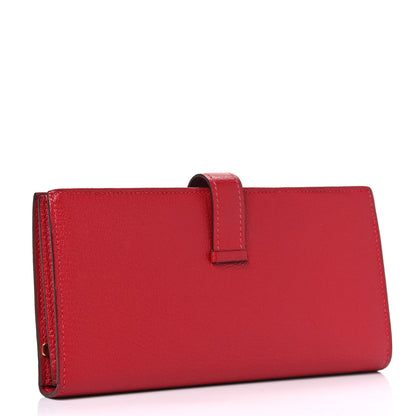 Hermes Chevre Mysore Bearn Gusset Wallet Rouge Garance 2 of 5