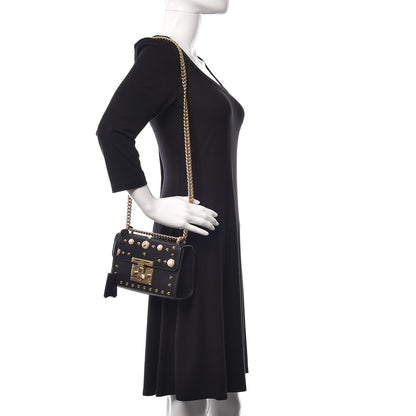 Gucci Calfskin Studded Small Padlock Shoulder Bag Black 2 of 11
