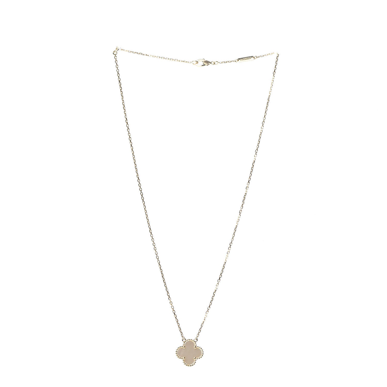 Van Cleef & Arpels 18K Yellow Gold Mother of Pearl Vintage Alhambra Pendant Necklace 3 of 7