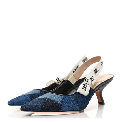 Christian Dior Denim Ribbon Patchwork J'Adior Slingback 65mm Pumps 35 Deep Blue 3 of 7