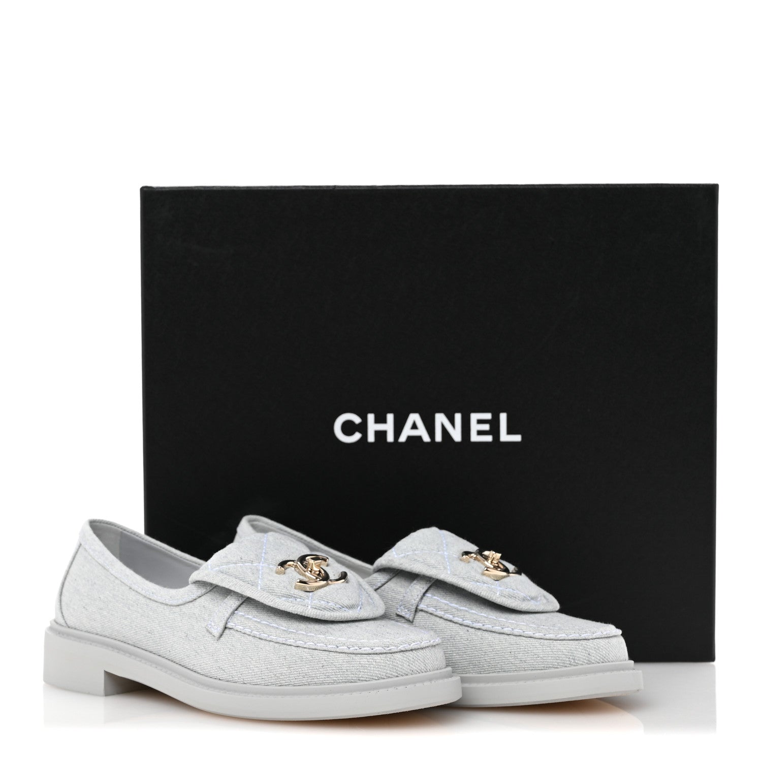 Chanel Denim CC Turnlock Loafers 35 Blue 11 of 11